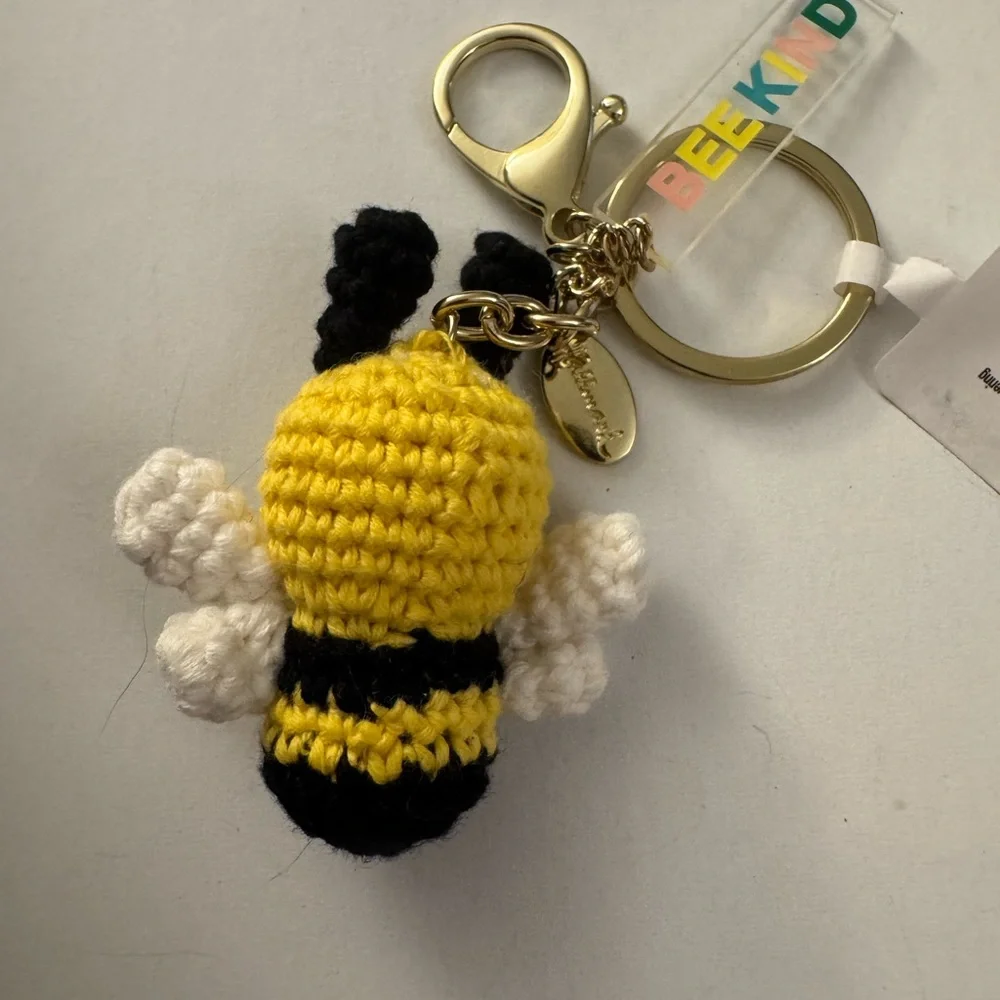 New Yellow and Black Crochet Bee Keychain H9